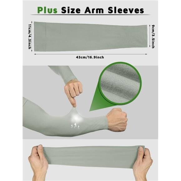 4 Pairs Plus Size Cooling Arm Sun Sleeves for Men Women - Picture 5 of 7